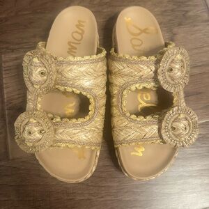 Sam Edelman Gold Woven Raina Sandals